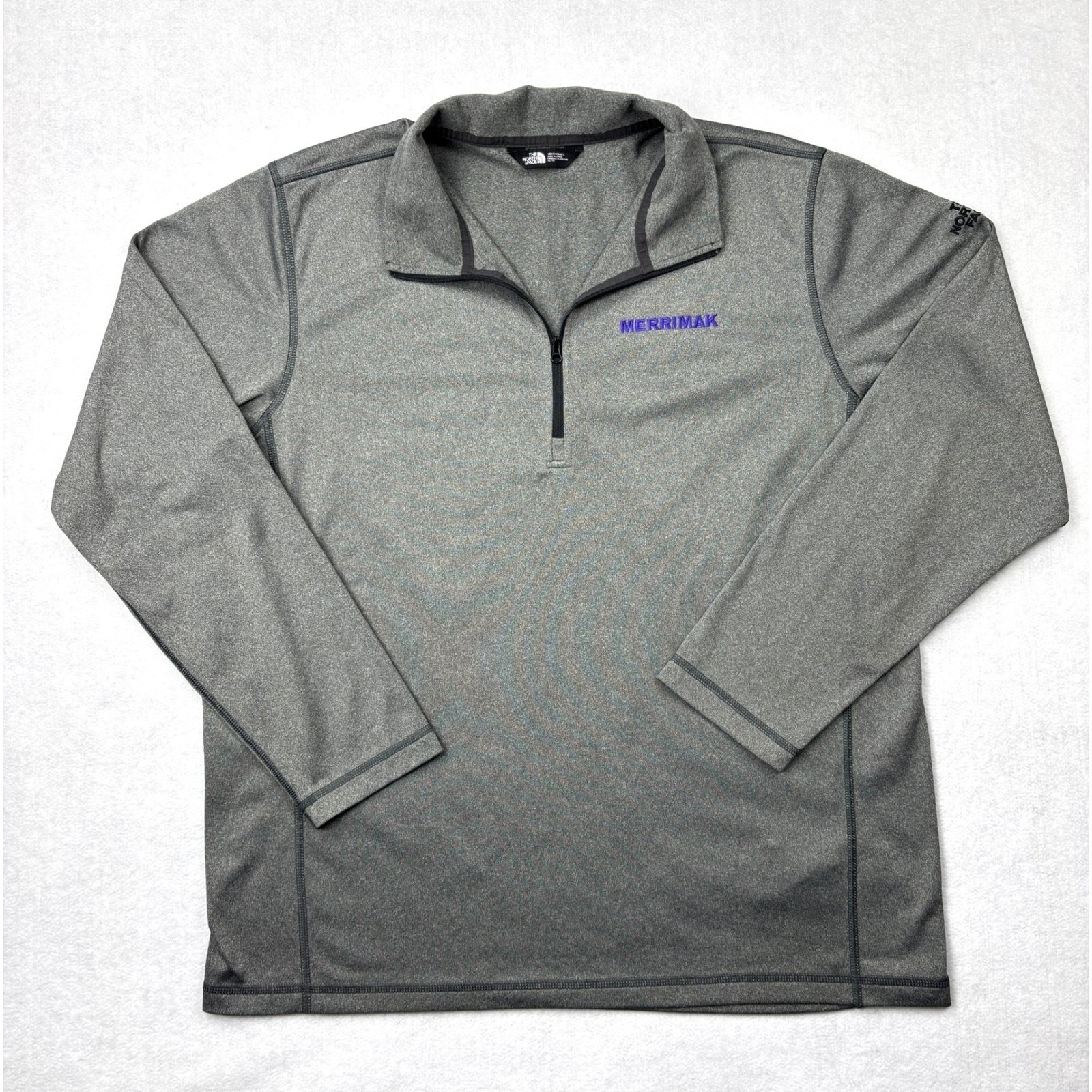 The North Face Quarter Zip Mens Xl Gray Merrimak Embroidered Pullover Shirt